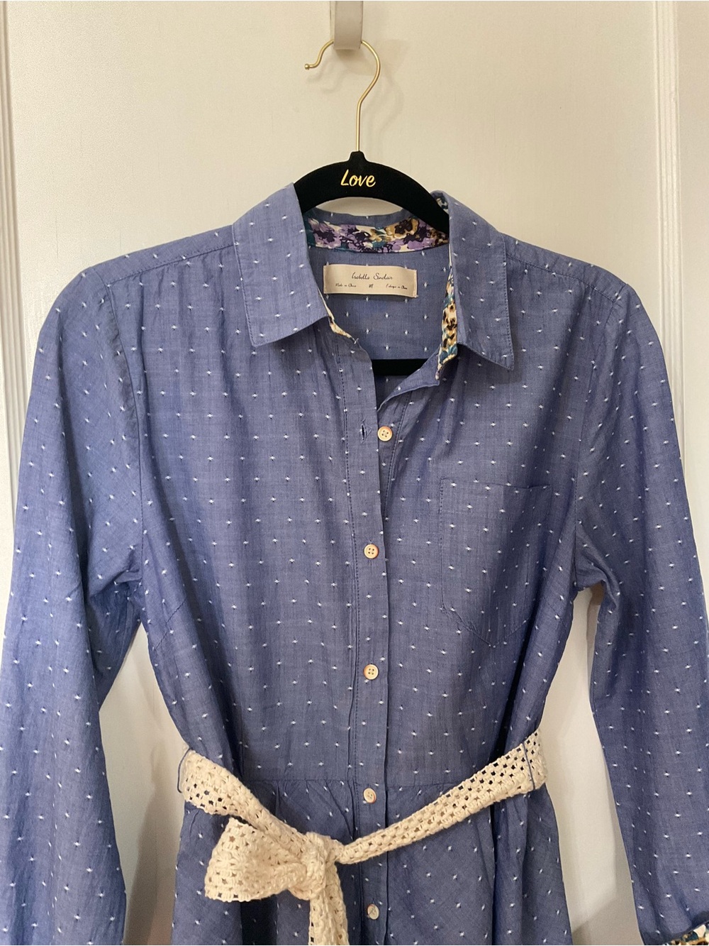 Shirt Dress by Isabella Sinclair Floral Cuffs and Tie Layered High Lo Hem Size M - Picture 2 of 7